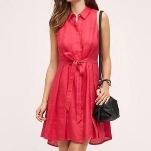 Anthropologie HD in Paris Printemps Red Linen Dress, Size 2, Like new!!